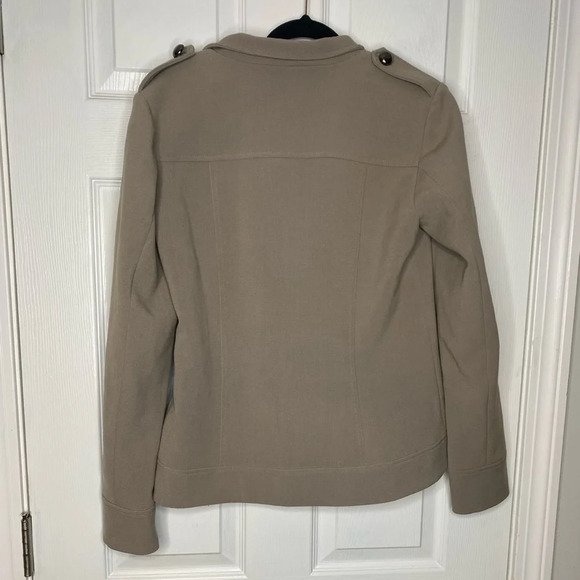 KENZIE Asymmetrical Zipper Button Detail Khaki Coat Size Medium - Picture 4 of 8